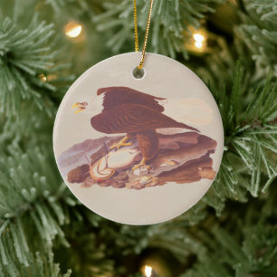 Audubon Classic Bald Eagle with Fresh Catch Fish Ceramic Ornament