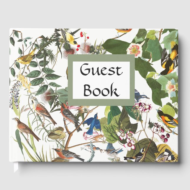 Audubon Collage Birds Wildlife Flowers Guest Book (Front)