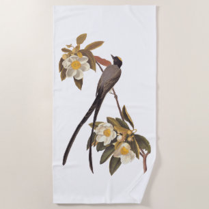 Audubon Fork-Tailed Flycatcher Bird Vintage Art Beach Towel