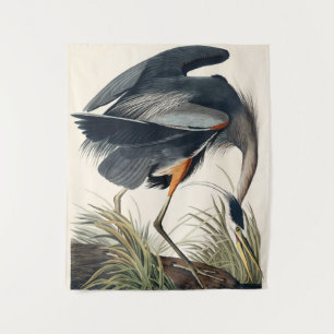 Audubon Great Blue Heron 1834 Plate CCXI Tapestry
