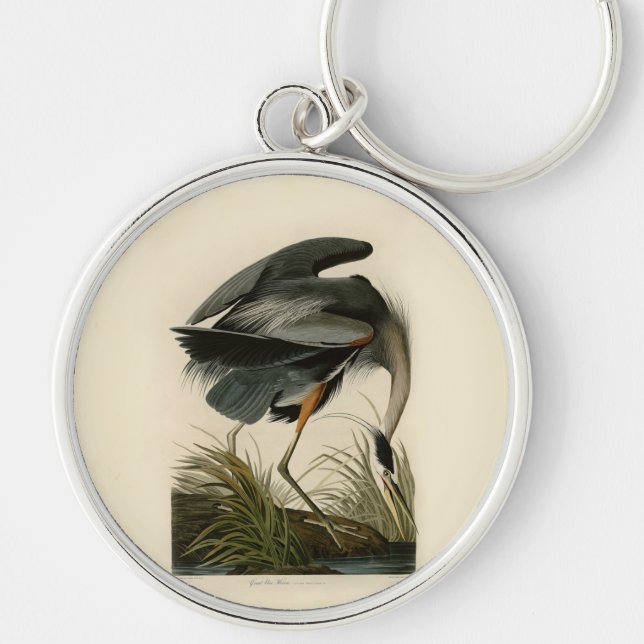 Audubon Great Blue Heron Marsh Bird Key Ring (Front)