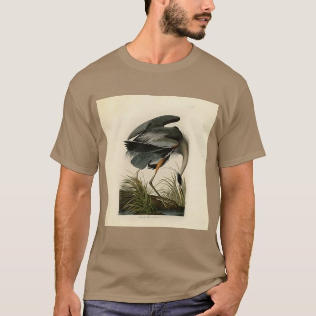 Audubon Great Blue Heron Marsh Bird T-Shirt (Front)