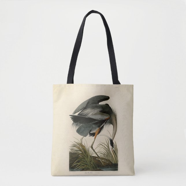 Audubon Great Blue Heron Marsh Bird Tote Bag (Front)
