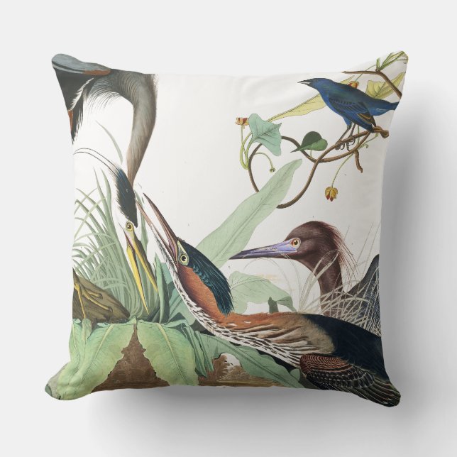 Audubon Heron Bird Wildlife Animal Throw Pillow (Front)
