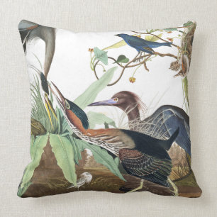 Audubon Heron Bird Wildlife Animal Throw Pillow