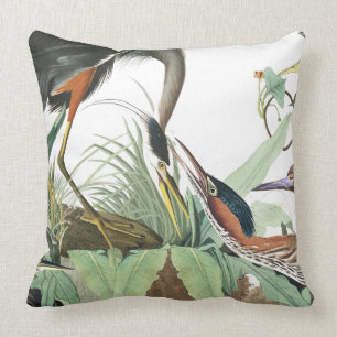 Audubon Heron Bird Wildlife Animal Throw Pillow