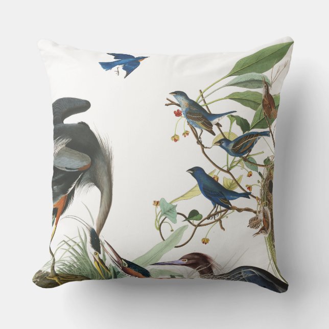 Audubon Heron Bird Wildlife Animal Throw Pillow (Front)