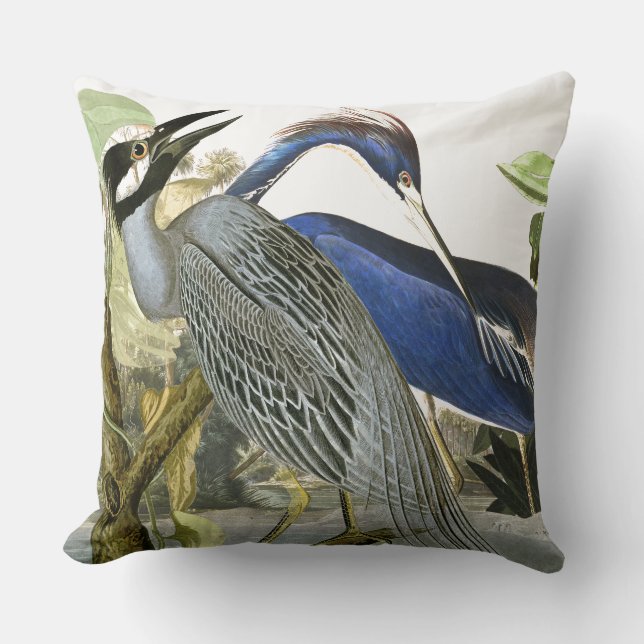 Audubon Heron Birds Collage Wildlife Throw Pillow (Front)