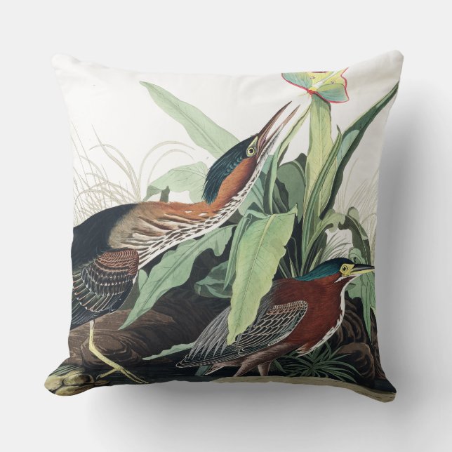 Audubon Heron Birds Wildlife Animal Throw Pillow (Front)