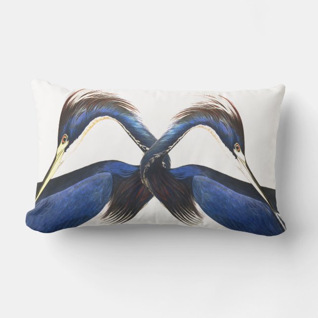 Audubon Heron Birds Wildlife Lumbar Pillow (Front)