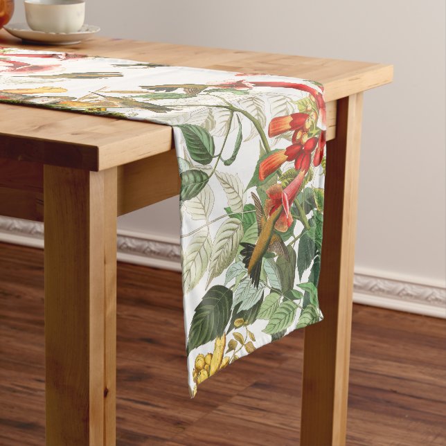 Audubon Hummingbird Birds Flowers Table Runner (In Situ)