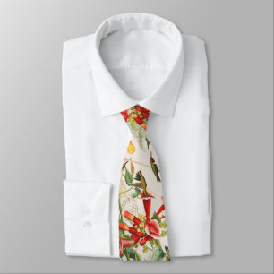 Audubon Hummingbird Birds Wildlife Floral Tie