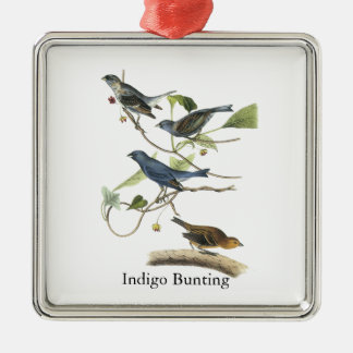 Audubon Indigo Bunting Print Metal Tree Decoration