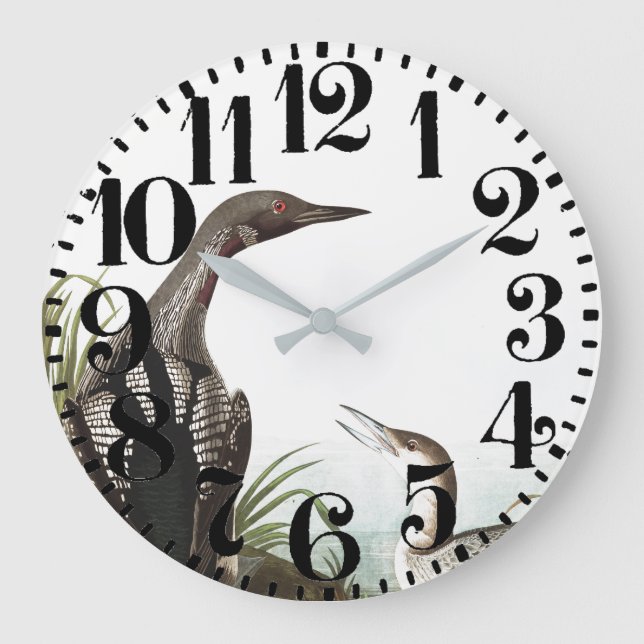 Audubon Loon Birds Wildlife Animal Wall Clock (Front)