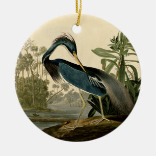 Audubon Louisiana Heron Birds America Art Ceramic Tree Decoration