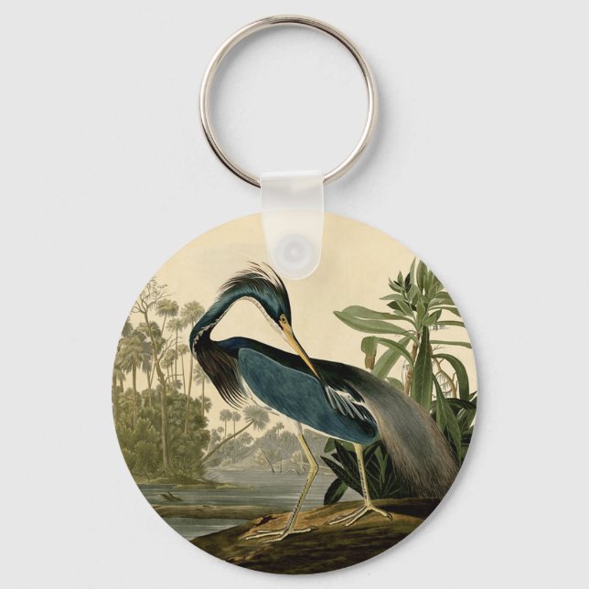 Audubon Louisiana Heron Birds America Art Key Ring (Front)