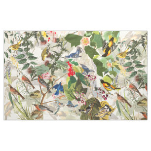 Audubon Oriole Many Birds Wildlife Floral Fabric