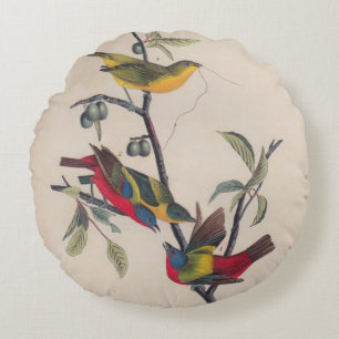 Audubon Painted Bunting Bird Wildlife Round Cushion