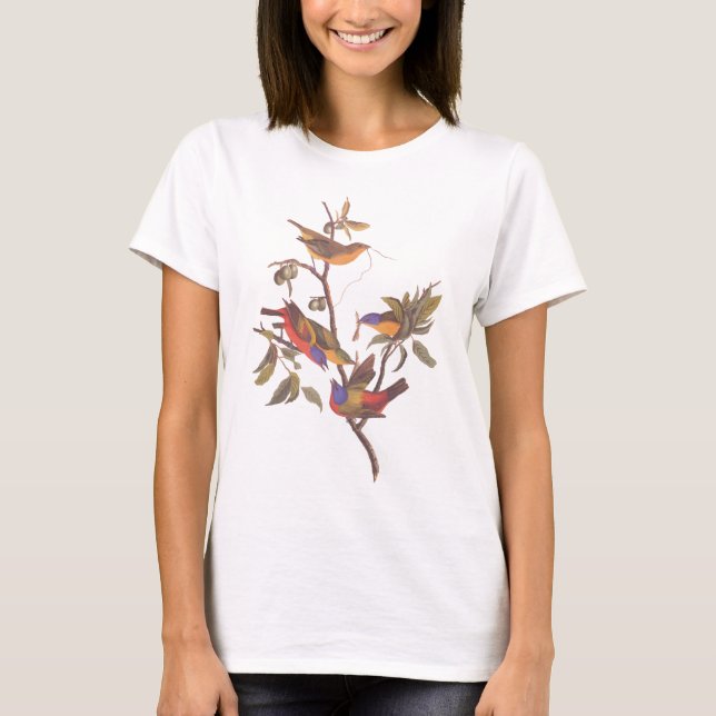 Audubon Painted Buntings Family of Five Birds T-Shirt (Front)