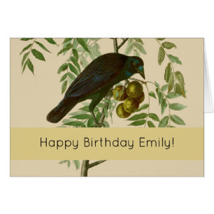 Audubon Purple Grackle Bird Print Vintage Botanic