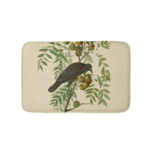 Audubon Purple Grackle Bird Print Vintage Botanic Bath Mat