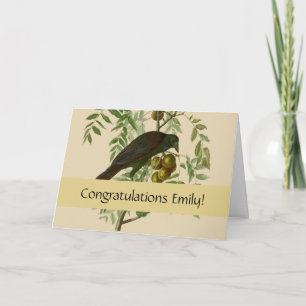 Audubon Purple Grackle Bird Print Vintage Botanic Card