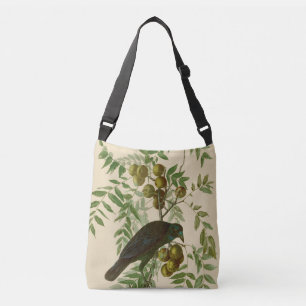 Audubon Purple Grackle Bird Print Vintage Botanic Crossbody Bag
