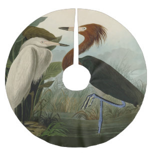 Audubon Purple Heron Reddish Egret Print: Bird Art Brushed Polyester Tree Skirt