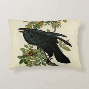 Audubon Raven Bird Classic Artwork Decorative Cushion
