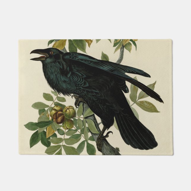 Audubon Raven Bird Classic Artwork Doormat (Front)