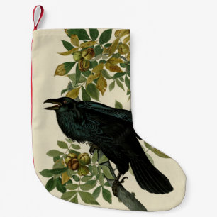 Audubon Raven Bird Classic Artwork Small Christmas Stocking