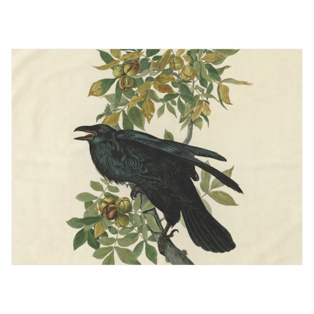 Audubon Raven Bird Classic Artwork Tablecloth (Front (Horizontal))