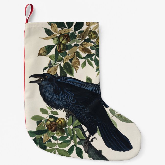 Audubon Raven Bird Classic Painting Small Christmas Stocking (Front)