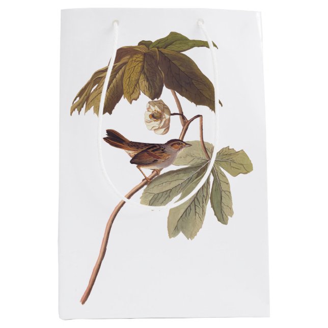 Audubon Swamp Sparrow Bird on Wild Mandrake  Medium Gift Bag (Front)