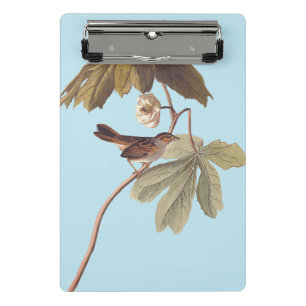 Audubon Swamp Sparrow Bird on Wild Mandrake Mini Clipboard