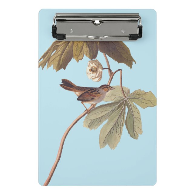 Audubon Swamp Sparrow Bird on Wild Mandrake Mini Clipboard (Front)