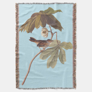 Audubon Swamp Sparrow Bird on Wild Mandrake Throw Blanket