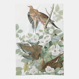 Audubon Turtle Dove Birds Flowers Kitchen Towel