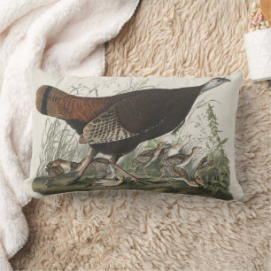 Audubon Wild Turkey Bird Painting Lumbar Cushion