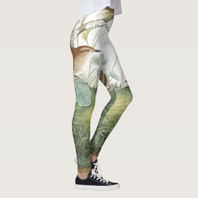 Audubon Wren Bird Wildlife All Over Print Leggings (Right)