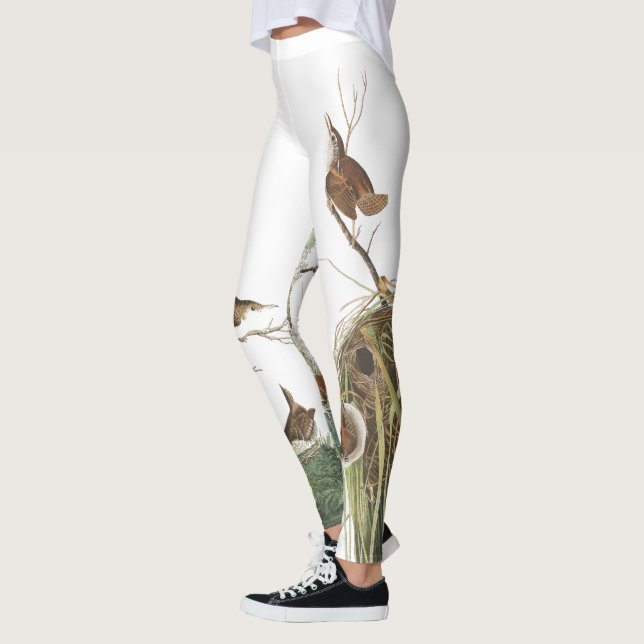 Audubon Wren Birds Nests All Over Print Leggings (Left)