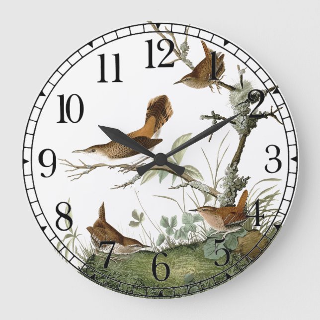 Audubon Wren Birds Wildlife Animal Wall Clock (Front)