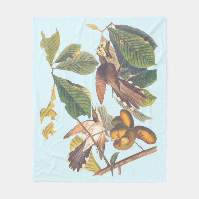 Audubon Yellow Billed Cuckoo Fleece Blanket (Front)