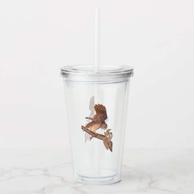 Audubon's Barred Owl and Squirrel Odd Friends Acrylic Tumbler (Front)