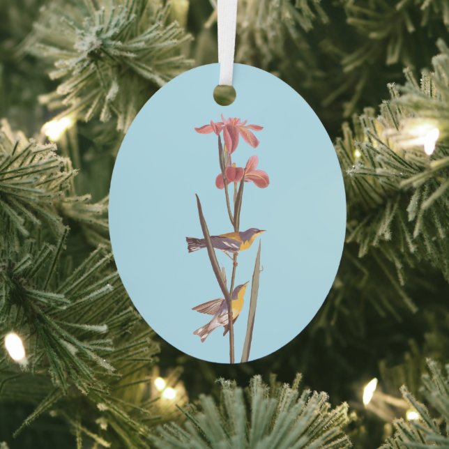 Audubon's Blue Yellowback Warbler Song Birds Metal Tree Decoration (Insitu)
