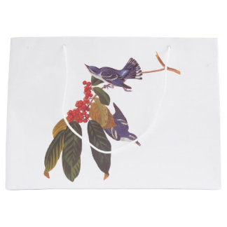 Audubon's Cerulean Warbler Birds with Bear Berries Large Gift Bag