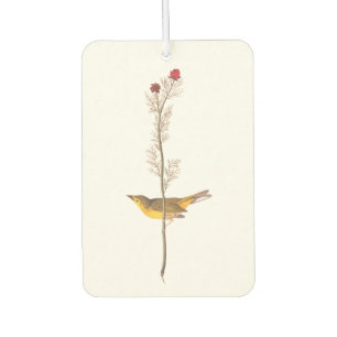 Audubon's Hooded Warbler Bird on Red Flower Bath Car Air Freshener