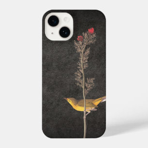 Audubon's Hooded Warbler Bird on Red Flower iPhone 14 Case