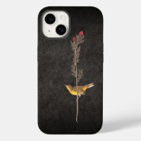 Audubon's Hooded Warbler Bird on Red Flower Reusab