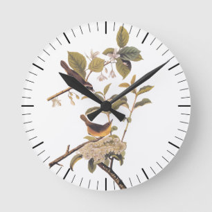 Audubon's Maryland Yellowthroat Birds with Flowers Round Clock